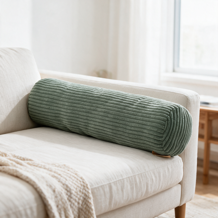 Supportive Knit Bolster Cushion That Holds Its Round Shape | Firm Round Cushion for Couch or Bed | Bolster Pillows