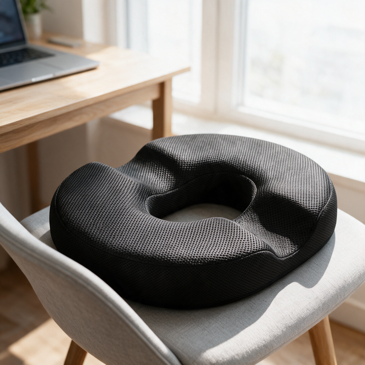 Supportive Comfort Ring Donut Cushion in Memory Foam with Mesh Cover | Donut Seat Comfort for Desks | Seat Cushions
