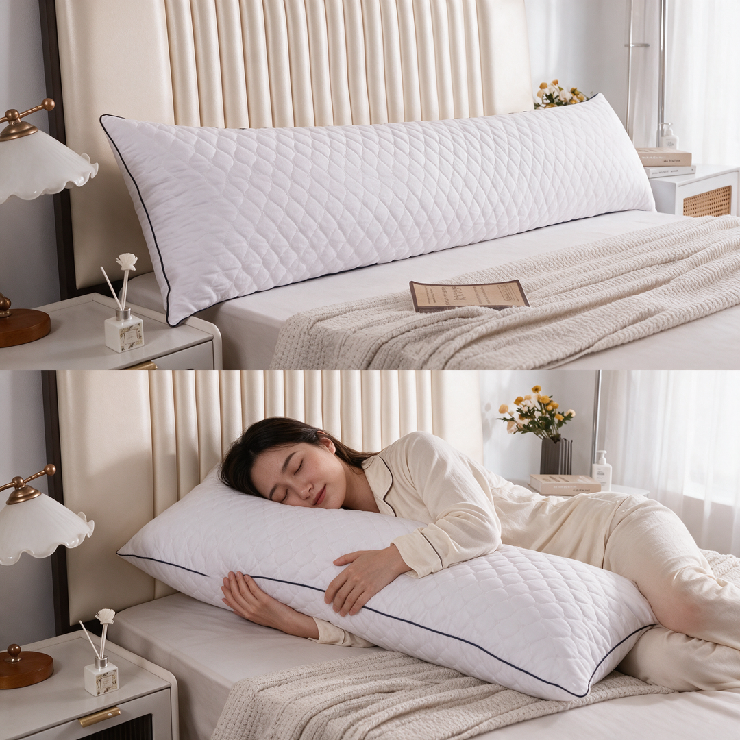 Quilted Body Pillow with Adjustable Fiber Fill for Side Sleepers | Set Your Own Firmness | Body Pillows