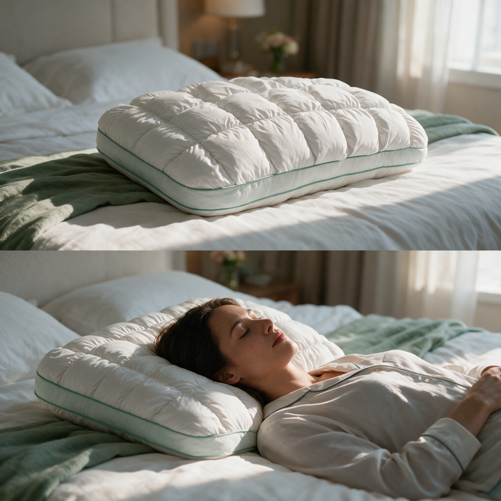 Rebound Puff Bed Pillow with Breathable Cotton Cover | Fluffy Pillow That Keeps Its Height | Bed Pillows
