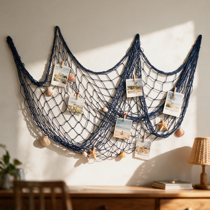 Handwoven Fishing Net Wall Decor with Knotted Rope Texture | Large-Scale Woven Wall Art | Wall Decor
