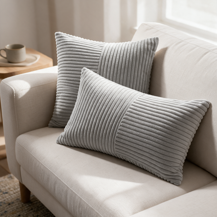 Textured Rust Corduroy Boho Throw Pillow Cover in Three Sizes | Ribbed Texture for Boho Rooms | Cushion Covers