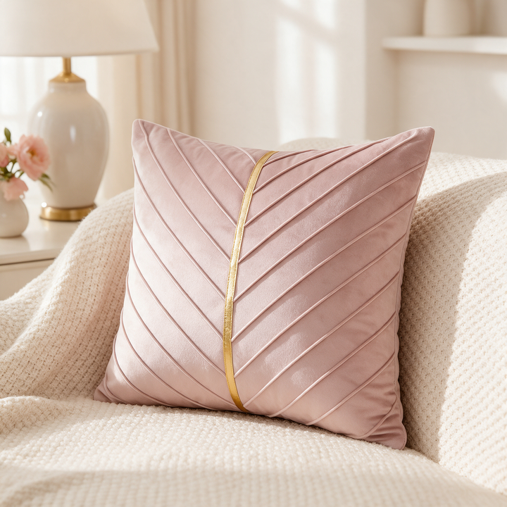 Polished Geometric Velvet Pillow Cover with Hidden Zip | Pressed-Pattern Velvet Cushion Cover | Cushion Covers