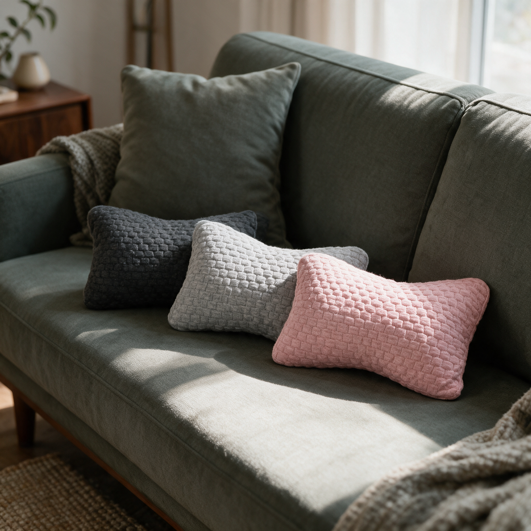 Two-Piece Mini Travel Pillow Set in Textured Knit Cotton | Small Pillows That Save Space | Travel Pillows