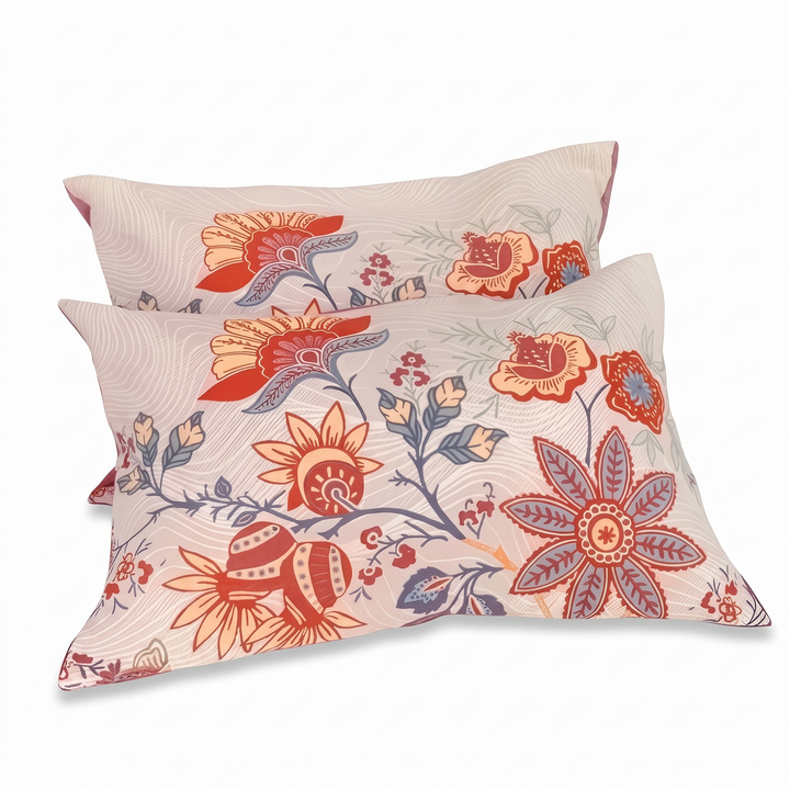 Rustic Floral Boho 100% Cotton Pillowcases, Pack of 2, 20x30in | Boho Blooms for a Fresh Bed | Pillowcases