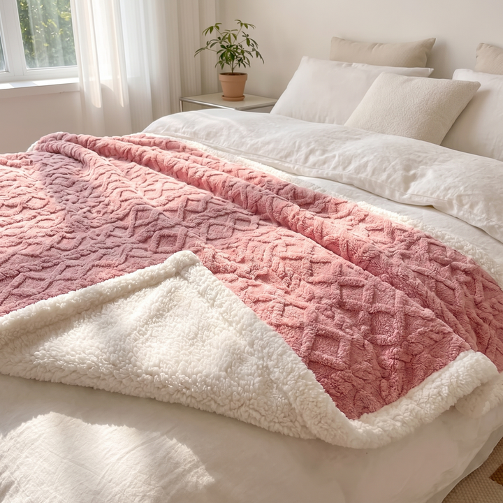 Snuggle Reversible Sherpa Fleece Blanket with Tufted Pile | Brushed Sherpa Fleece on Both Sides | Throw Blankets