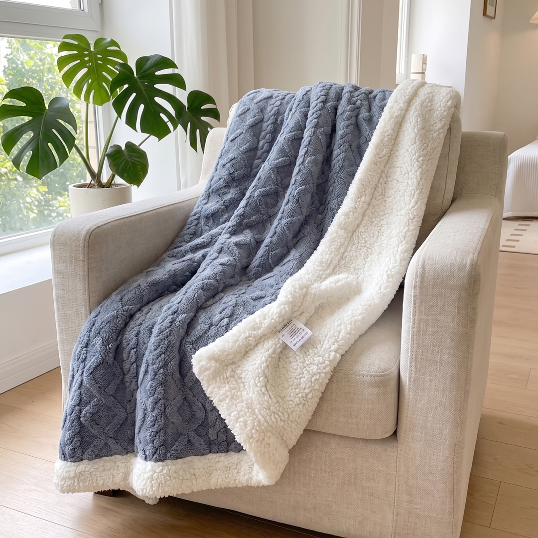 Snuggle Reversible Sherpa Fleece Blanket with Tufted Pile | Brushed Sherpa Fleece on Both Sides | Throw Blankets