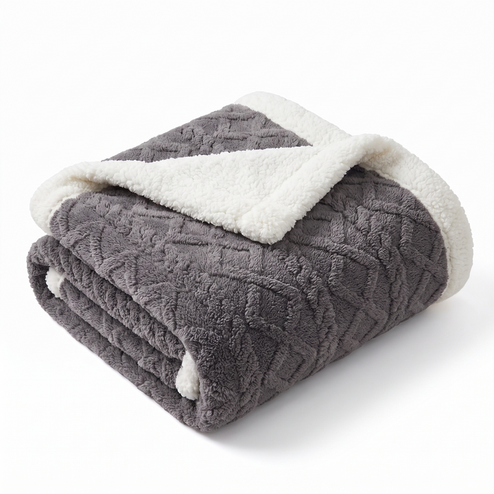 Snuggle Reversible Sherpa Fleece Blanket with Tufted Pile | Brushed Sherpa Fleece on Both Sides | Throw Blankets