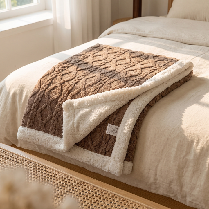 Snuggle Reversible Sherpa Fleece Blanket with Tufted Pile | Brushed Sherpa Fleece on Both Sides | Throw Blankets