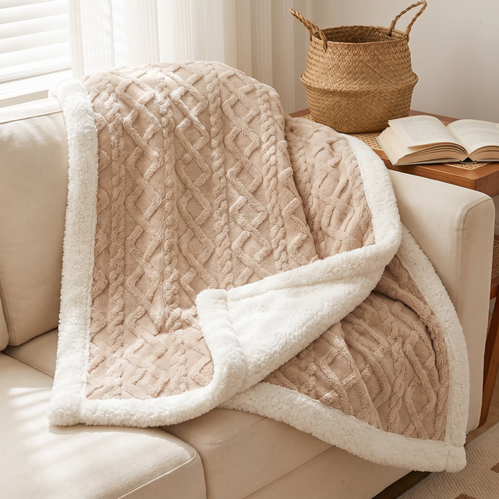 Snuggle Reversible Sherpa Fleece Blanket with Tufted Pile | Brushed Sherpa Fleece on Both Sides | Throw Blankets