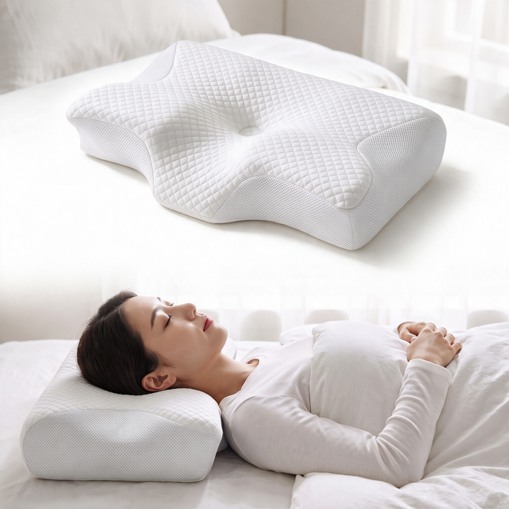 Cervical Contour Memory Foam Pillow for Side and Back Sleepers | Neck Support for Restful Nights | Bed Pillows