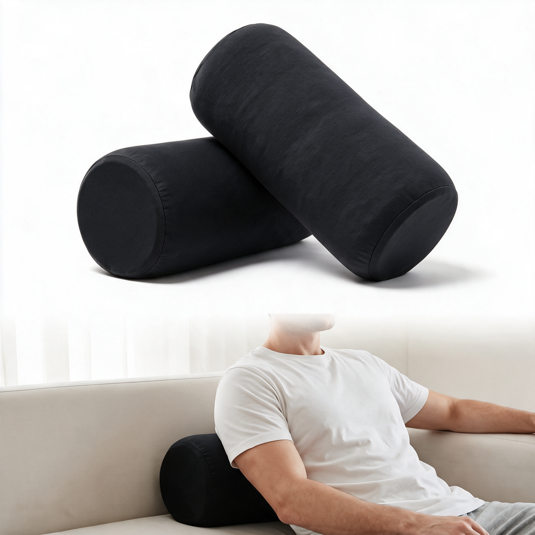 Soft Microbead Roll Pillow Set for Neck and Lower Back Support | Squishy Rolls for Neck and Back | Neck Rolls
