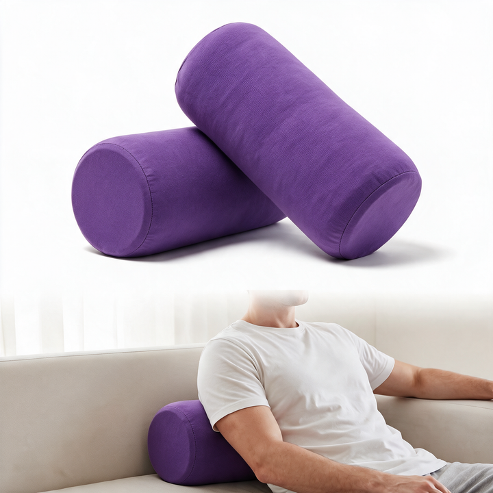 Soft Microbead Roll Pillow Set for Neck and Lower Back Support | Squishy Rolls for Neck and Back | Neck Rolls