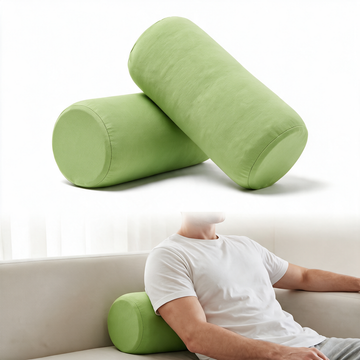 Soft Microbead Roll Pillow Set for Neck and Lower Back Support | Squishy Rolls for Neck and Back | Neck Rolls