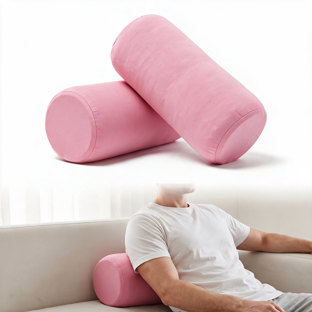 Soft Microbead Roll Pillow Set for Neck and Lower Back Support | Squishy Rolls for Neck and Back | Neck Rolls