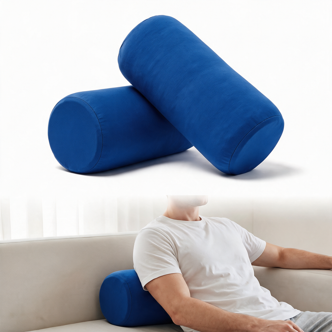 Soft Microbead Roll Pillow Set for Neck and Lower Back Support | Squishy Rolls for Neck and Back | Neck Rolls
