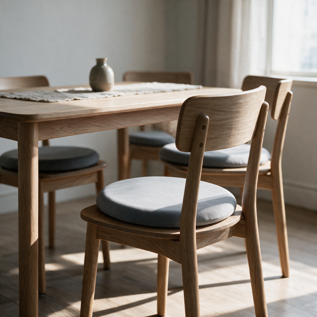 Non-Slip Round Memory Foam Chair Pad Set for Dining and Desk Chairs | Round Pads for Hard Seats | Seat Cushions
