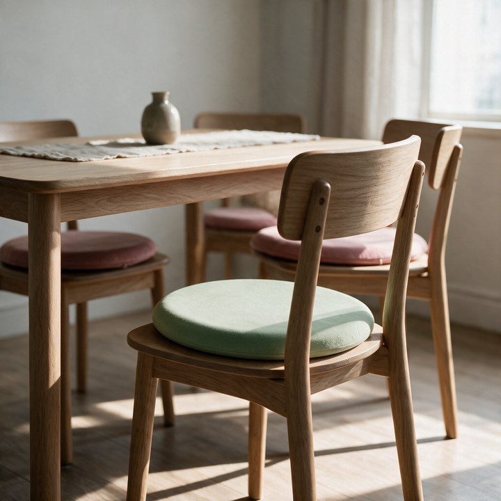 Non-Slip Round Memory Foam Chair Pad Set for Dining and Desk Chairs | Round Pads for Hard Seats | Seat Cushions