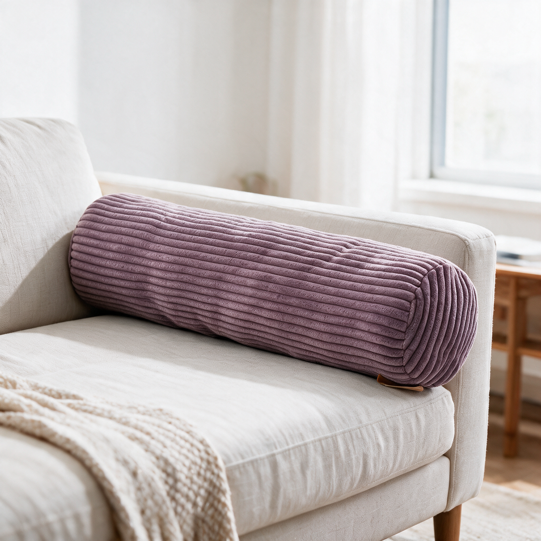 Supportive Knit Bolster Cushion That Holds Its Round Shape | Firm Round Cushion for Couch or Bed | Bolster Pillows