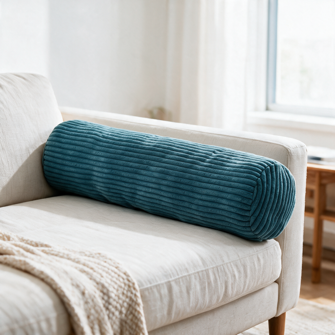 Supportive Knit Bolster Cushion That Holds Its Round Shape | Firm Round Cushion for Couch or Bed | Bolster Pillows