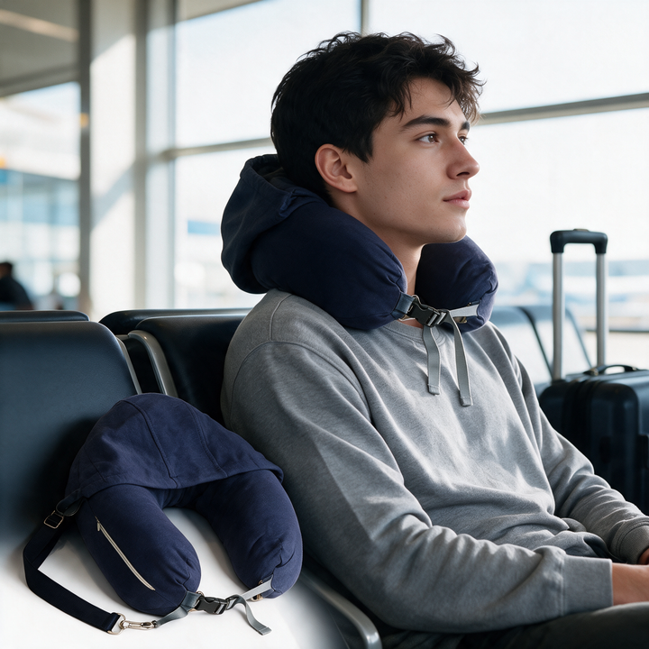 Stuffable Hooded Travel Pillow That Doubles as a Packing Pouch | Pillow and Pouch Together | Travel Pillows