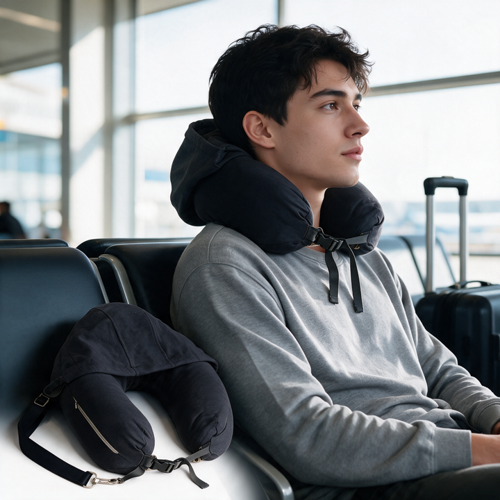 Stuffable Hooded Travel Pillow That Doubles as a Packing Pouch | Pillow and Pouch Together | Travel Pillows