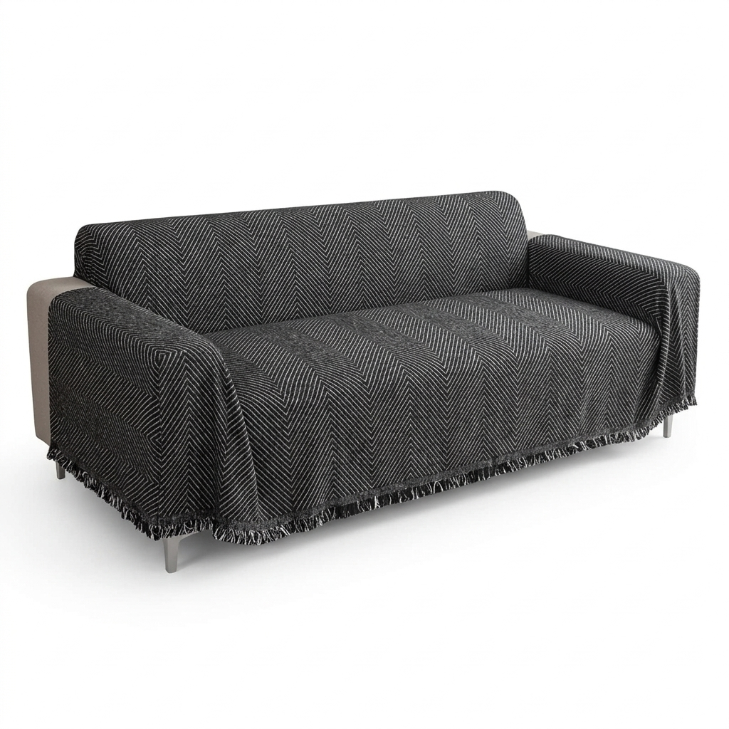 Herringbone Stripe Non Slip Water Resistant Sofa Cover, 71 Inch Wide | Non Slip Herringbone Stripe Cover | Sofa Covers