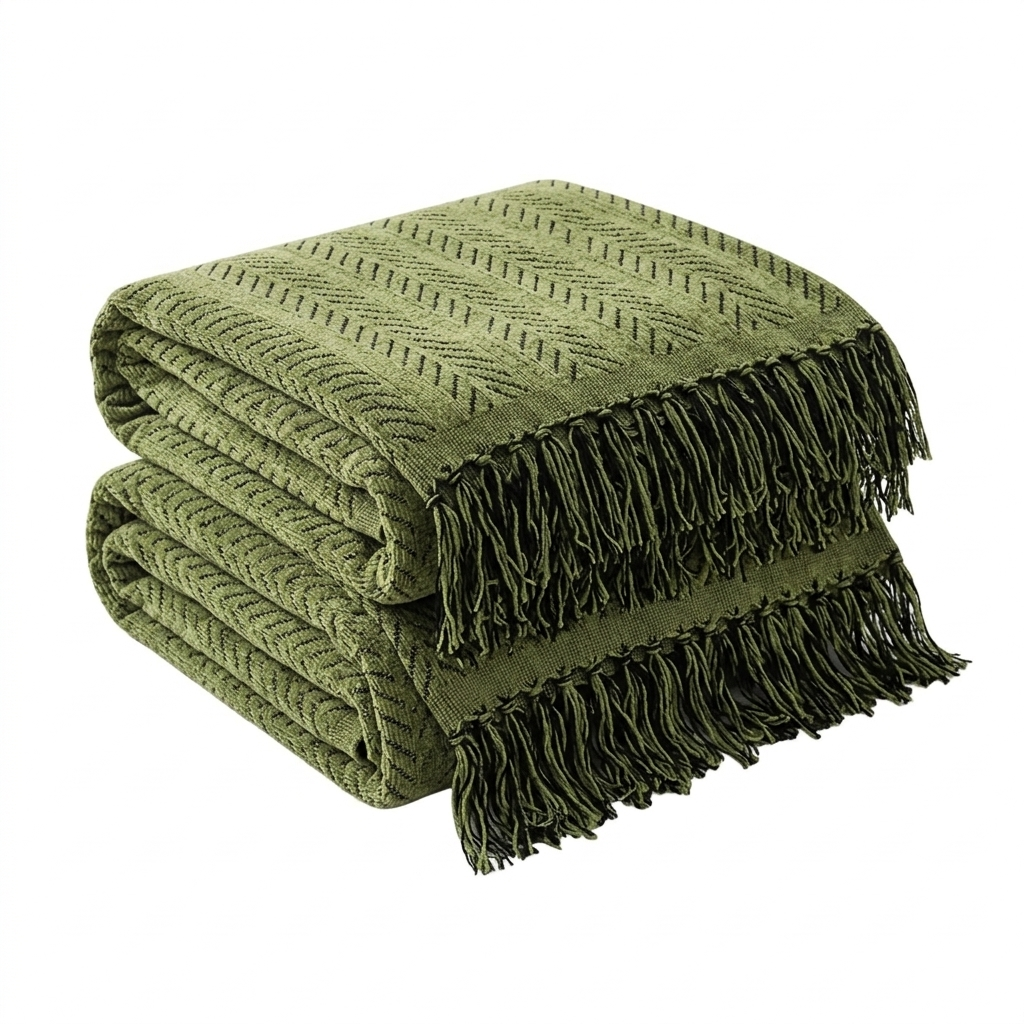 Heavyweight Chenille Herringbone Sofa Cover with Tassels, Non Slip | Herringbone Chenille Sofa Throw | Sofa Covers