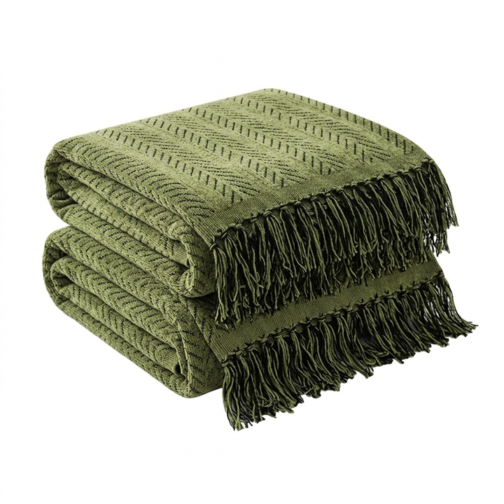 Heavyweight Chenille Herringbone Sofa Cover with Tassels, Non Slip | Herringbone Chenille Sofa Throw | Sofa Covers
