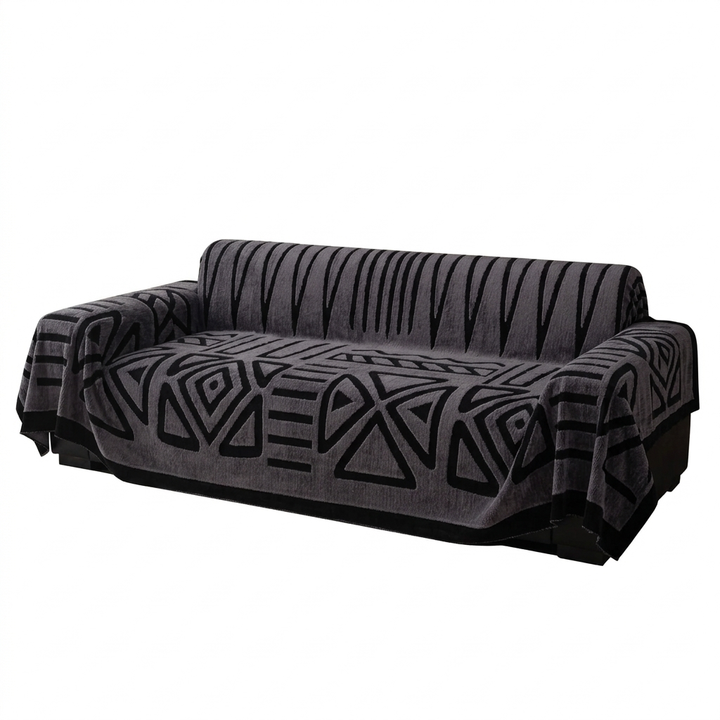 Maze Pattern Jacquard Velvet Sofa Cover in Nine Sizes, Non Slip | Plush Velvet Cover That Grips | Sofa Covers