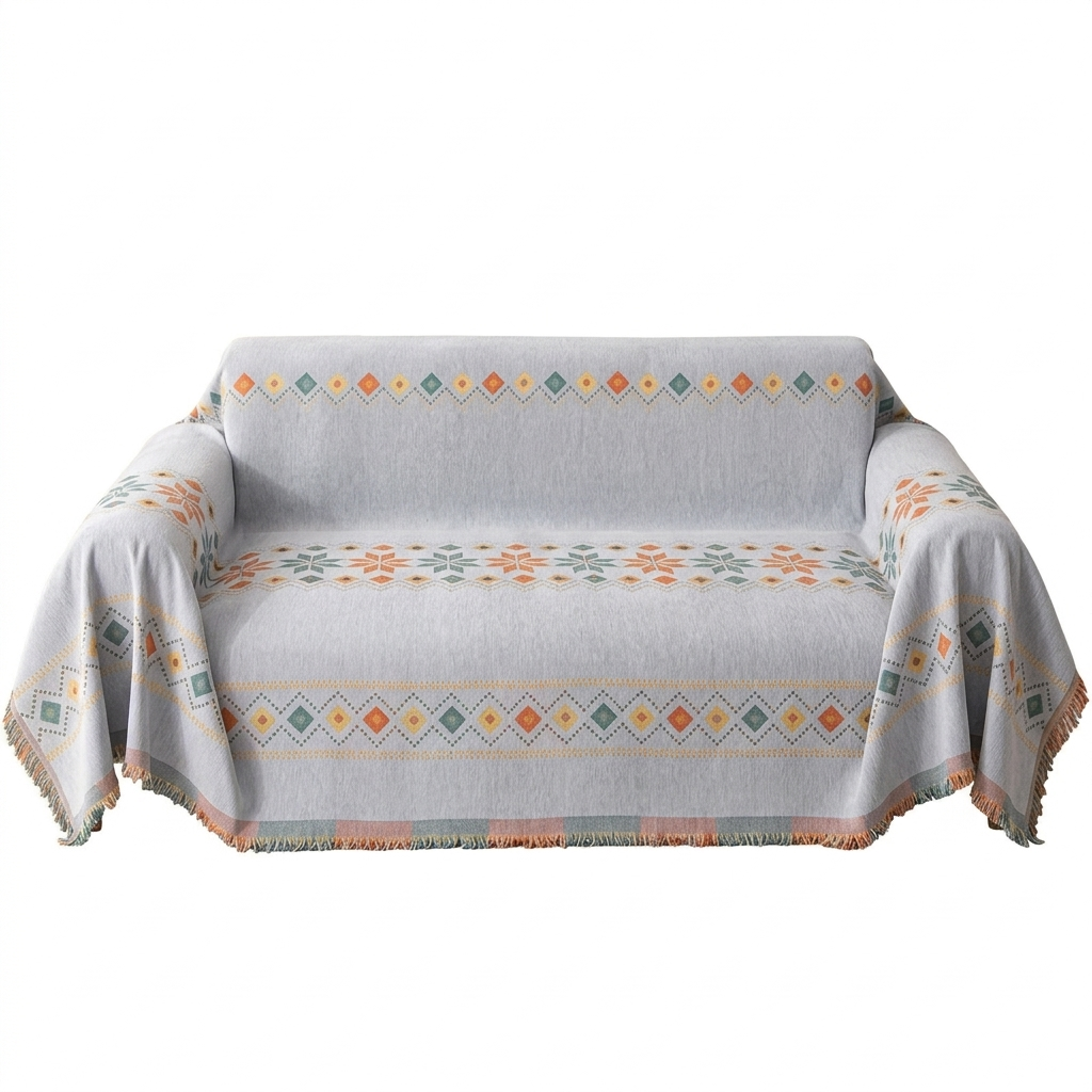 Boho Chenille Sofa Cover With Tassels in Four Sizes | Boho Chenille for Chairs to Sofas | Sofa Covers