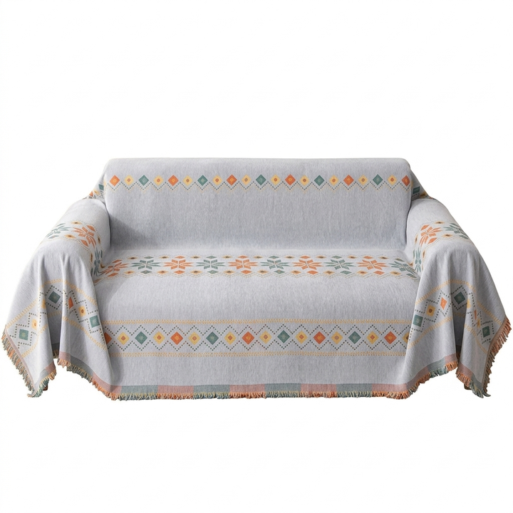 Boho Chenille Sofa Cover With Tassels in Four Sizes | Boho Chenille for Chairs to Sofas | Sofa Covers