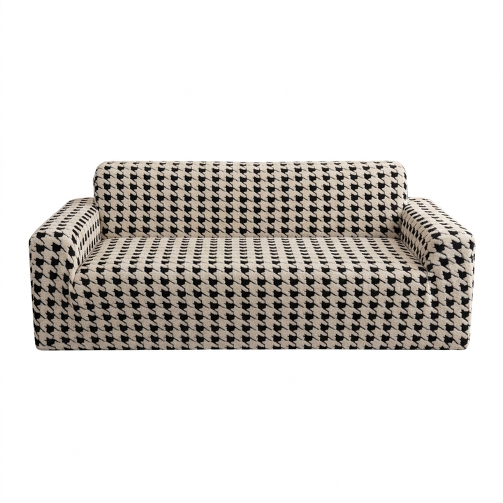Plush Houndstooth Non-Slip Sofa Cover, 71in Wide in Many Lengths | Houndstooth Grip for Your Sofa | Sofa Covers