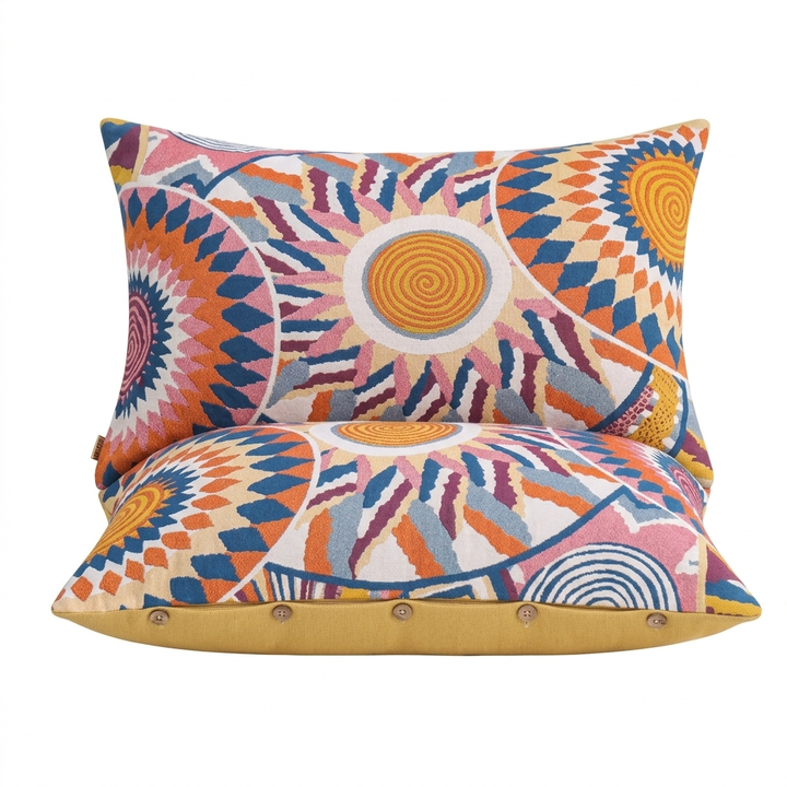Nordic Sunburst 100% Cotton Button Pillowcases, Set of 2 | Natural Cotton with a Nordic Touch | Pillowcases