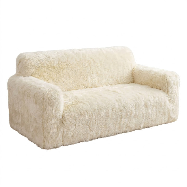Plush Faux Fur Couch Cover with Anti-Slip Backing | Faux Fur Softness for Couches | Sofa Covers