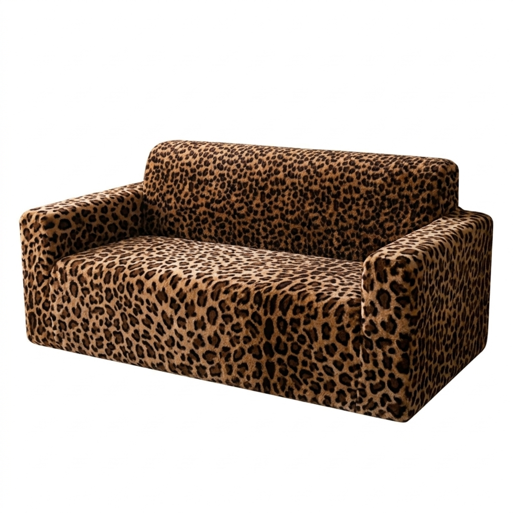 Cozy Plush Leopard Print Sofa Cover in Thick Microfiber | Leopard Print Plush for the Sofa | Sofa Covers