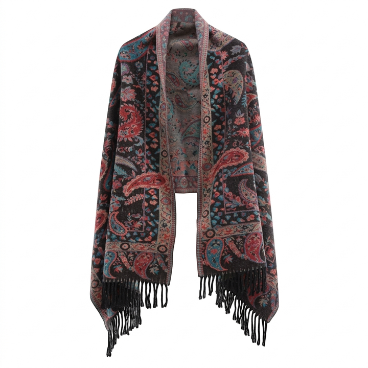 Double-Sided Paisley Winter Poncho Shawl Wrap for Women | A Wrap That Looks Dressed Up | Wearable Blankets