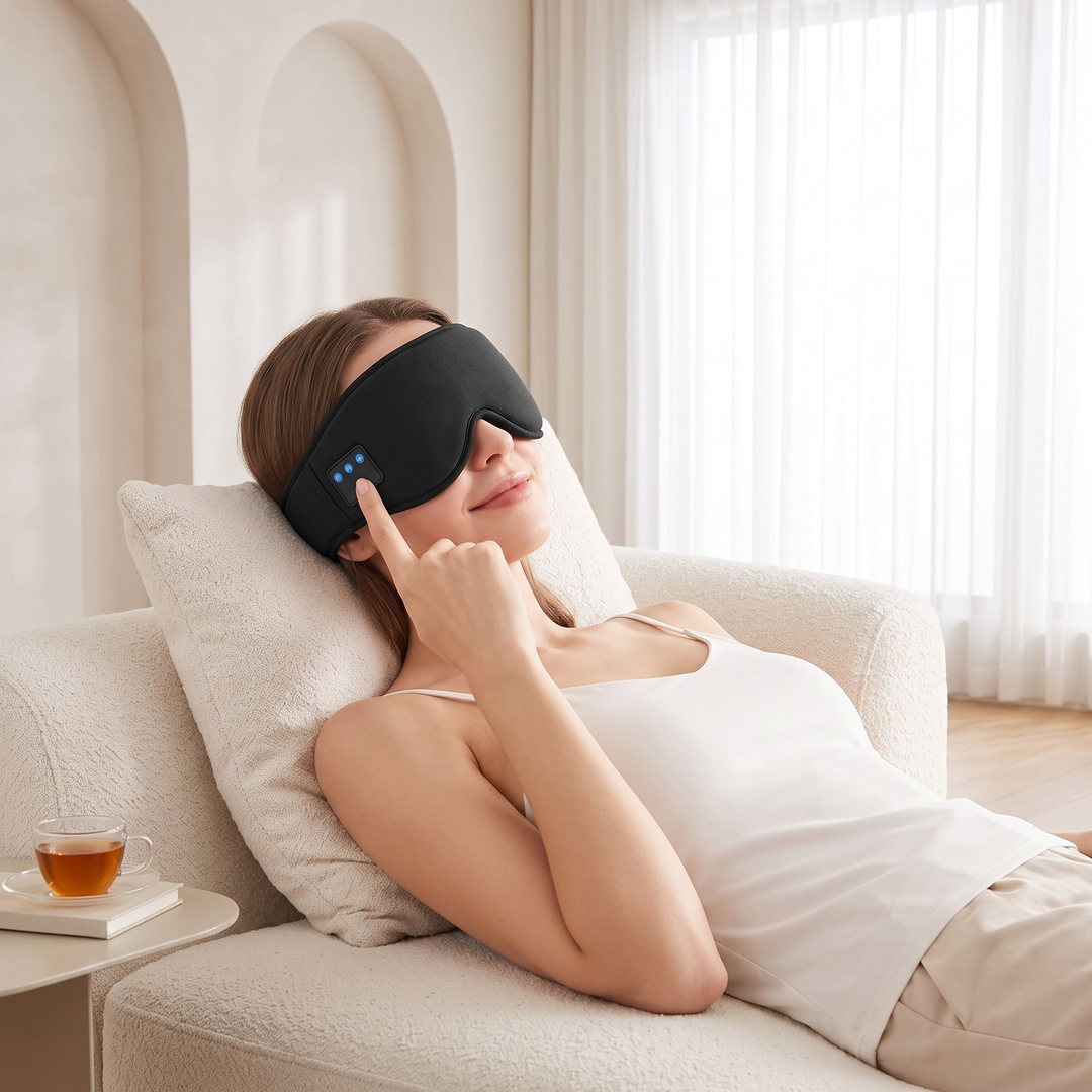 3D Contoured Bluetooth Sleep Mask with Built-In Headphones | Light-Blocking Comfort with Sound | Sleep Masks
