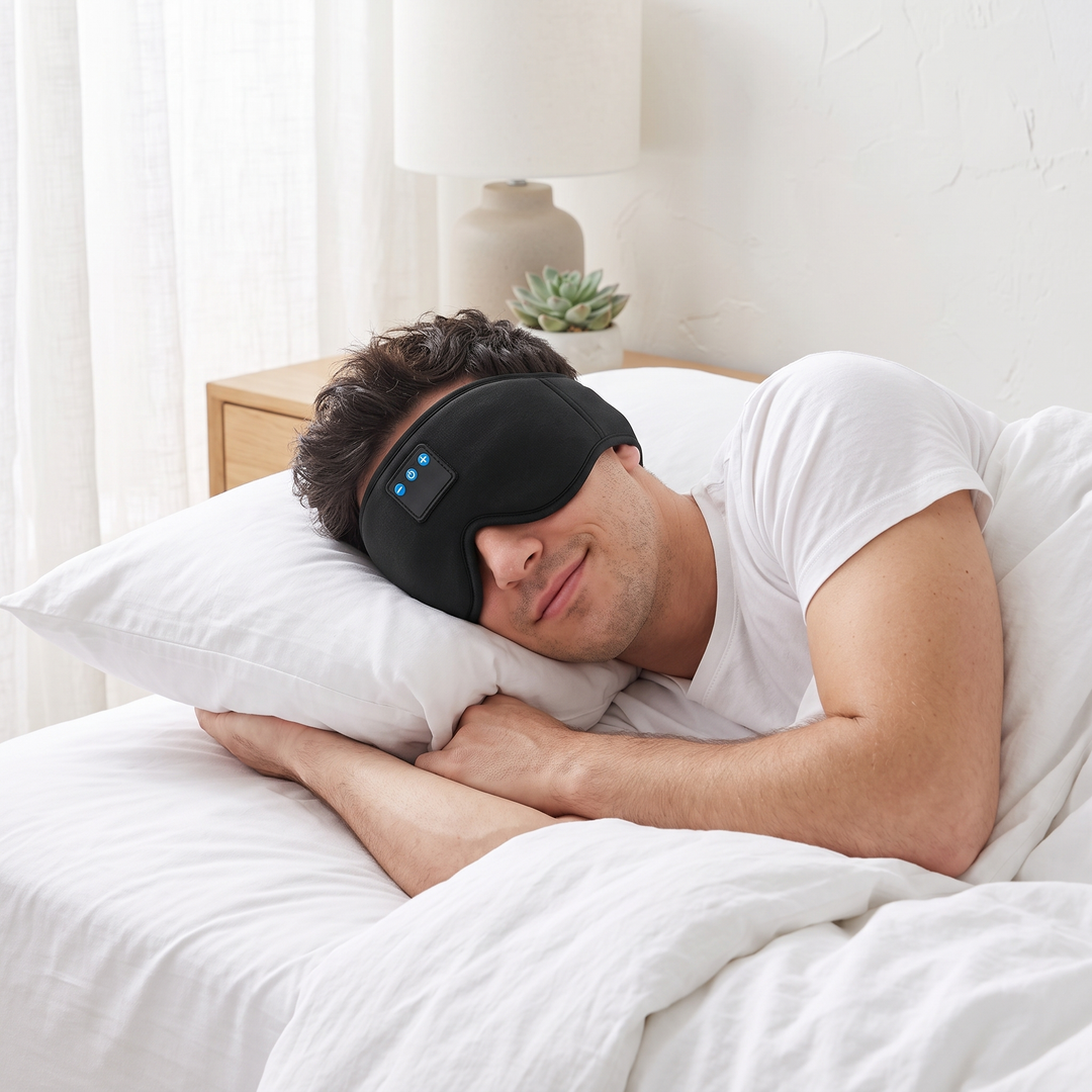 3D Contoured Bluetooth Sleep Mask with Built-In Headphones | Light-Blocking Comfort with Sound | Sleep Masks