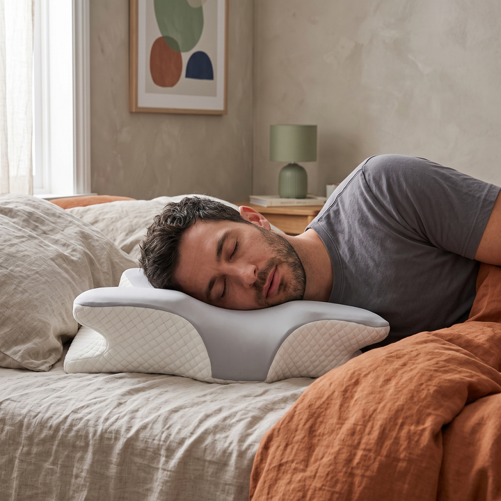High Loft Memory Foam Contour Pillow with Breathable Cooling Cover | Extra Height for Steady Alignment | Bed Pillows