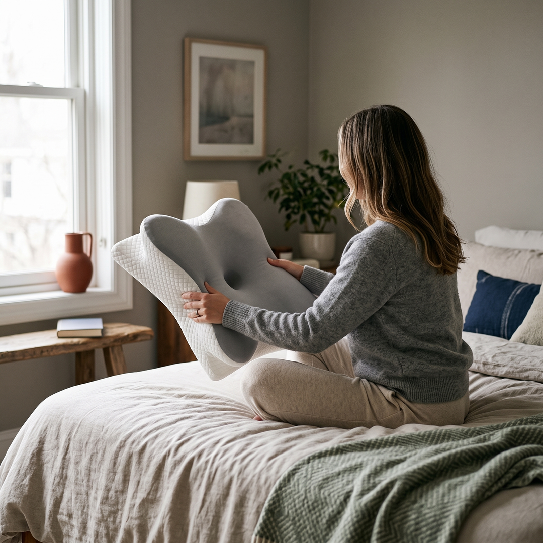 High Loft Memory Foam Contour Pillow with Breathable Cooling Cover | Extra Height for Steady Alignment | Bed Pillows