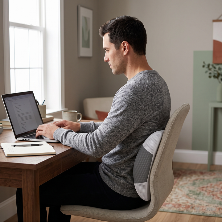 Contoured Memory Foam Lumbar Cushion with Anti Slip Base | Grippy Contoured Back Support | Lumbar Cushions