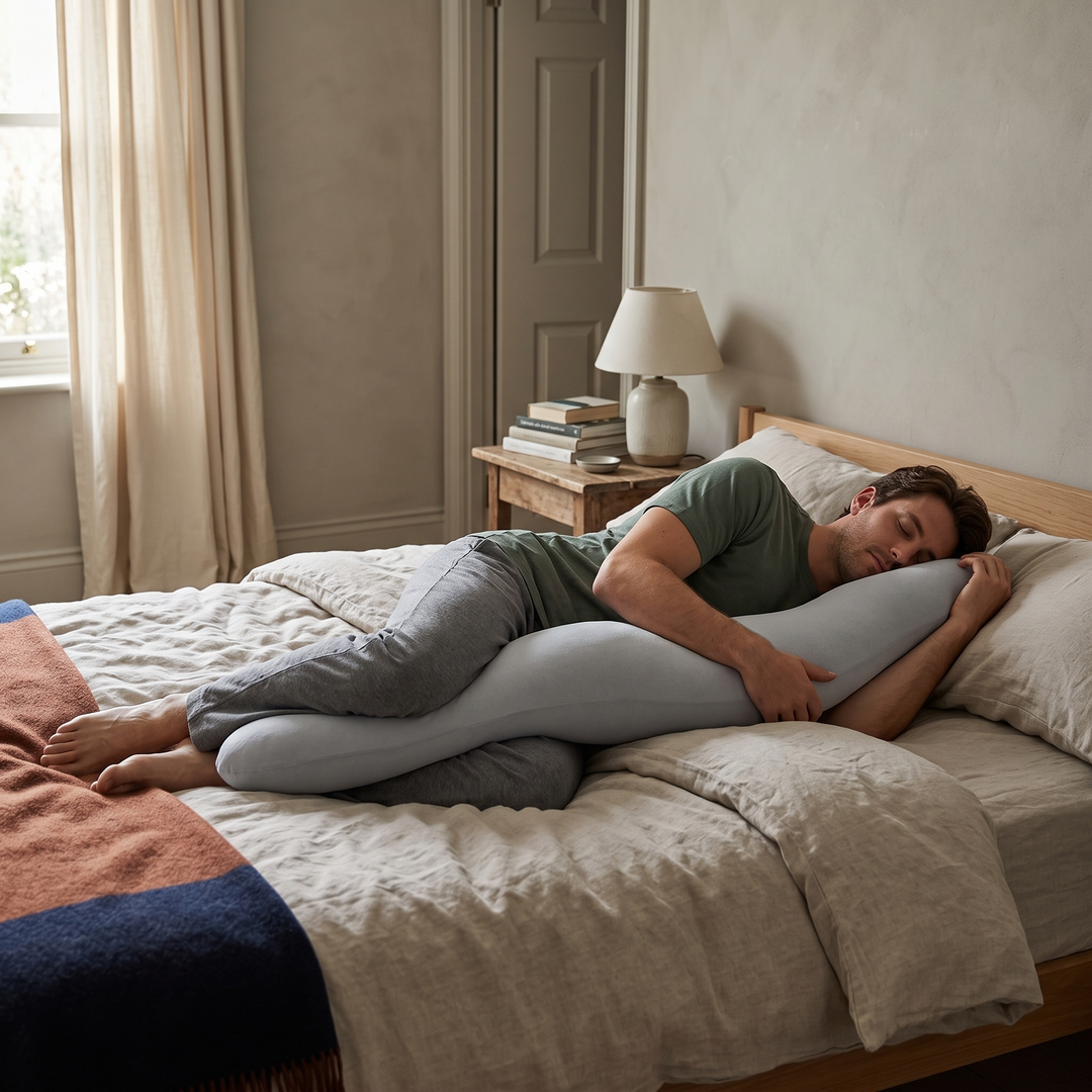 Ergonomic Wave Double Curve Body Pillow for Side Sleepers, 41in | Wave-Shaped Cushioning for Side Sleeping | Bed Pillows
