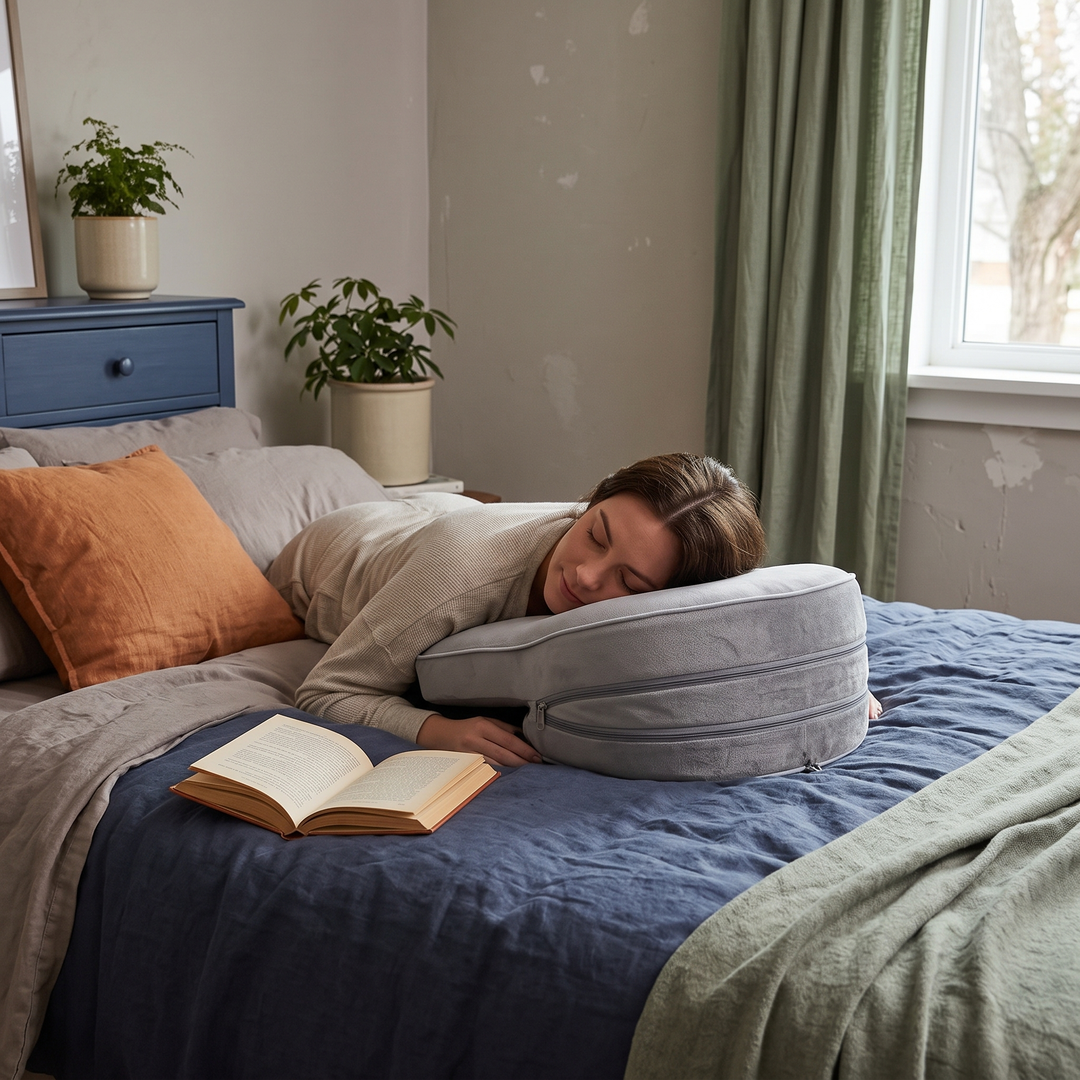 Face-Down Memory Foam Comfort Pillow with Warm and Cool Sides | Face-Down Rest with Open Space | Bed Pillows