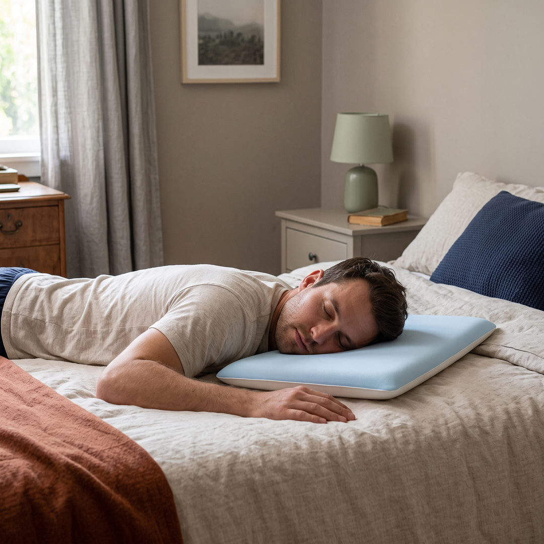 Hyper Slim Memory Foam Pillow for Stomach and Back Sleepers, 4in Low Profile | Ultra-Low Profile Sleep Comfort | Bed Pillows