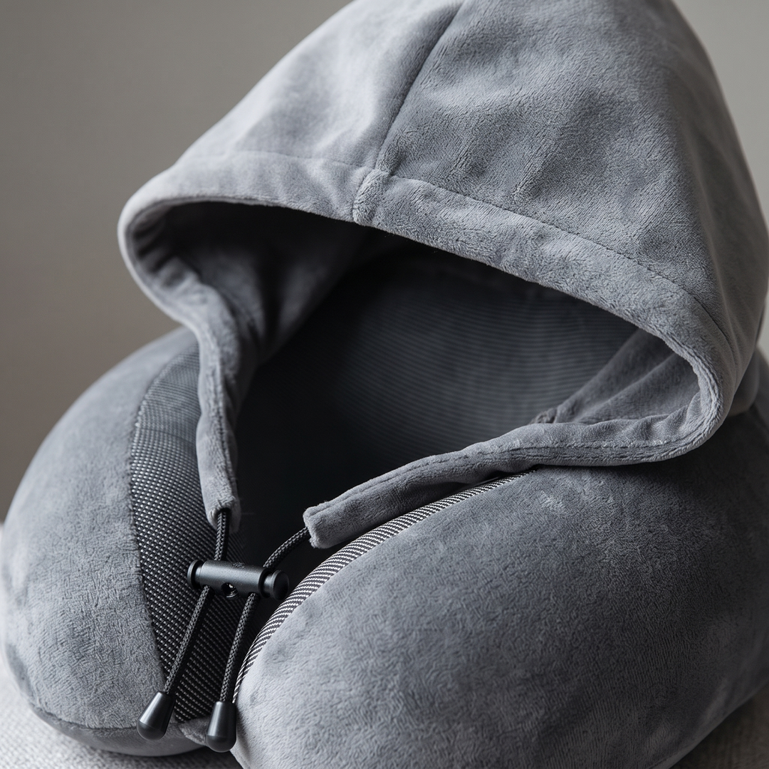 Hooded U-Shaped Memory Foam Travel Neck Pillow with Detachable Hood | Rest Anywhere with Hooded Comfort | Travel Pillows