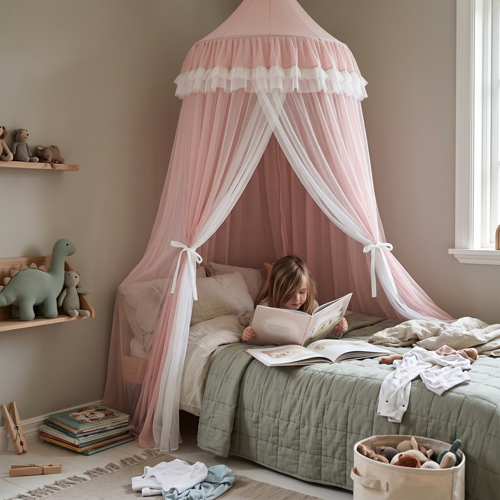 Kids Princess Dome Bed Canopy in Breathable Cotton Mesh | A Dreamy Corner for Little Sleepers | Bed Canopies