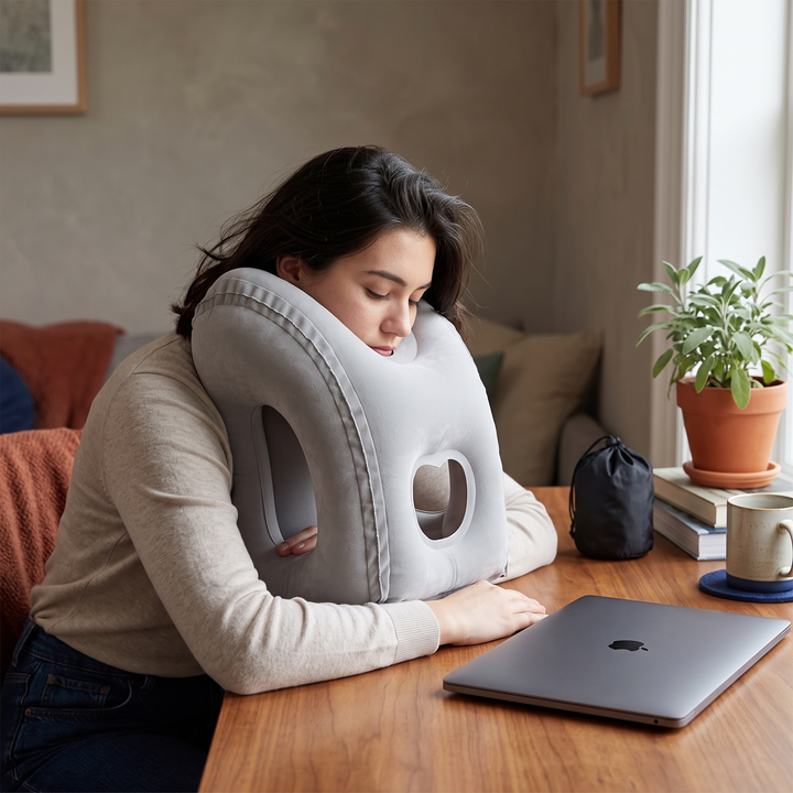 Adjustable Inflatable Travel Pillow Headrest That Folds Small | Pack-Flat Support on the Move | Travel Pillows