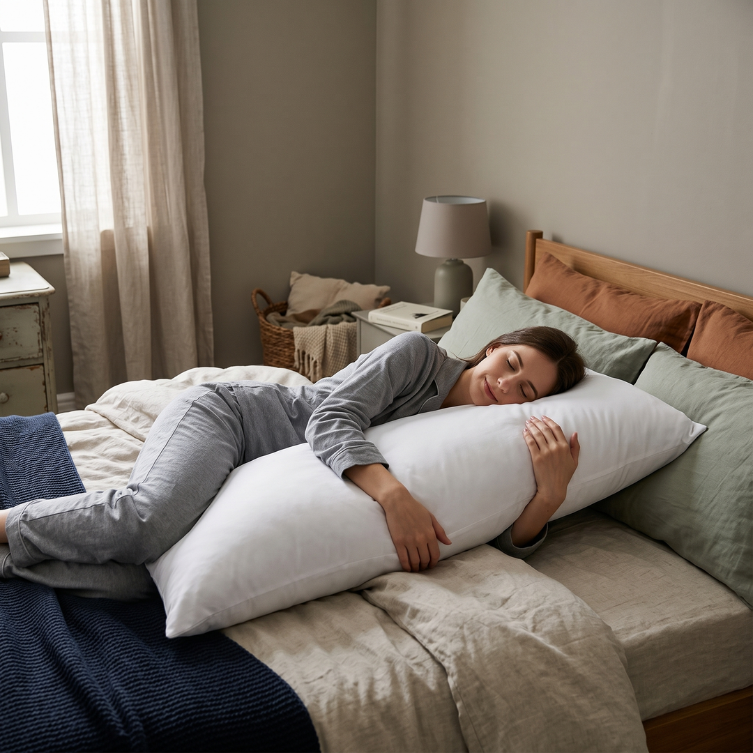 Large Breathable Body Pillow Insert in Three Sizes for Standard Long Covers | Full-Length Support Insert | Bed Pillows