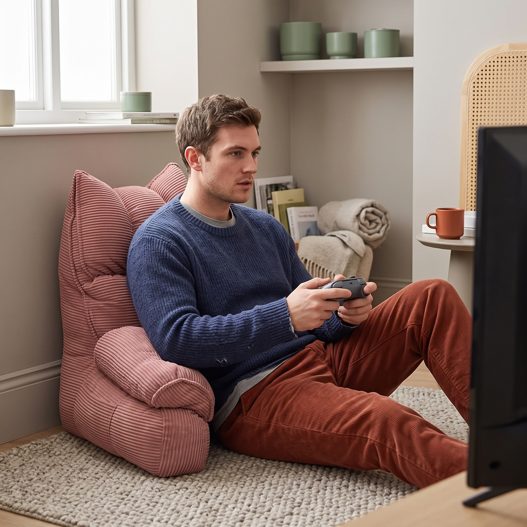 Memory Foam Bed Lounge Pillow with Arms for Reading and Gaming | Supported Sitting in Bed | Wedge Pillows